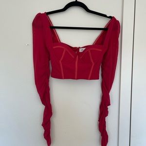 Oh Polly Long Sleeve Corset Mesh Crop Top- Red
Never worn 
Size 2
